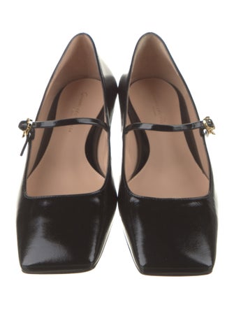 Gianvito Rossi Patent Leather Leather Trim Embellishment Mary Jane Flats