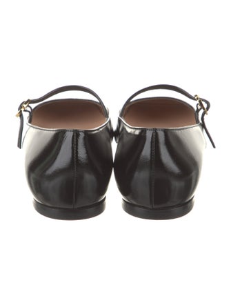 Gianvito Rossi Patent Leather Leather Trim Embellishment Mary Jane Flats