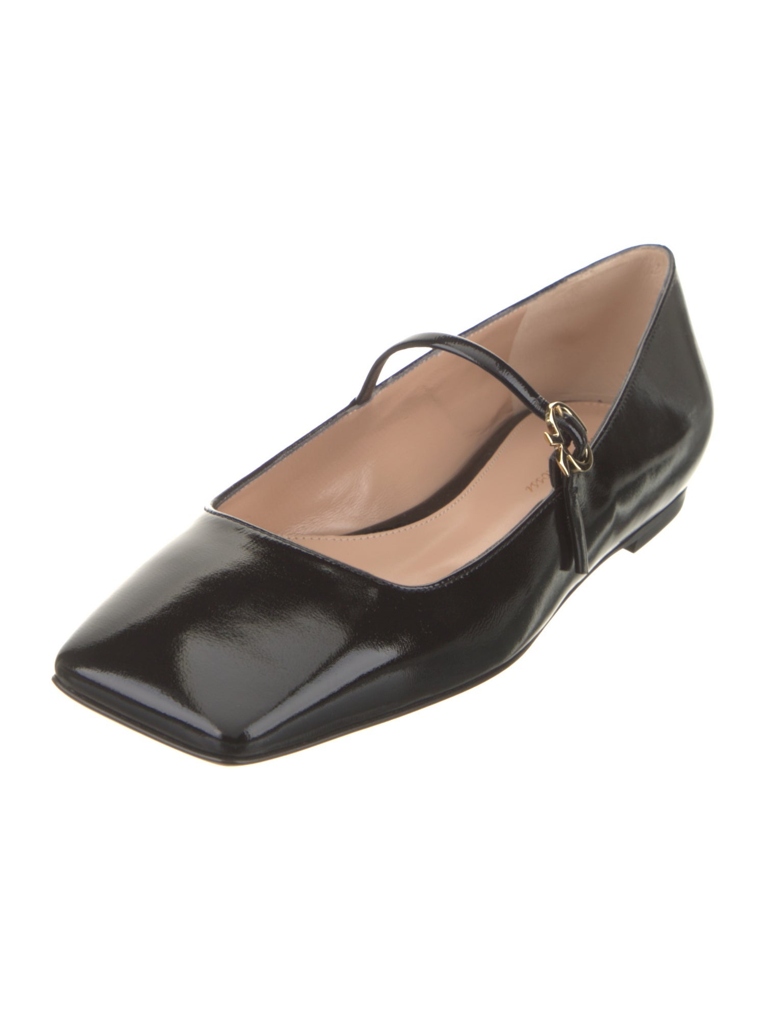 Gianvito Rossi Patent Leather Leather Trim Embellishment Mary Jane Flats