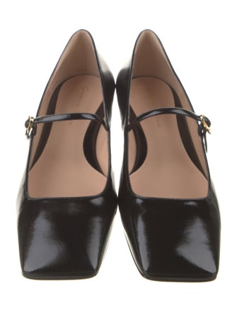 Gianvito Rossi Patent Leather Leather Trim Embellishment Mary Jane Flats
