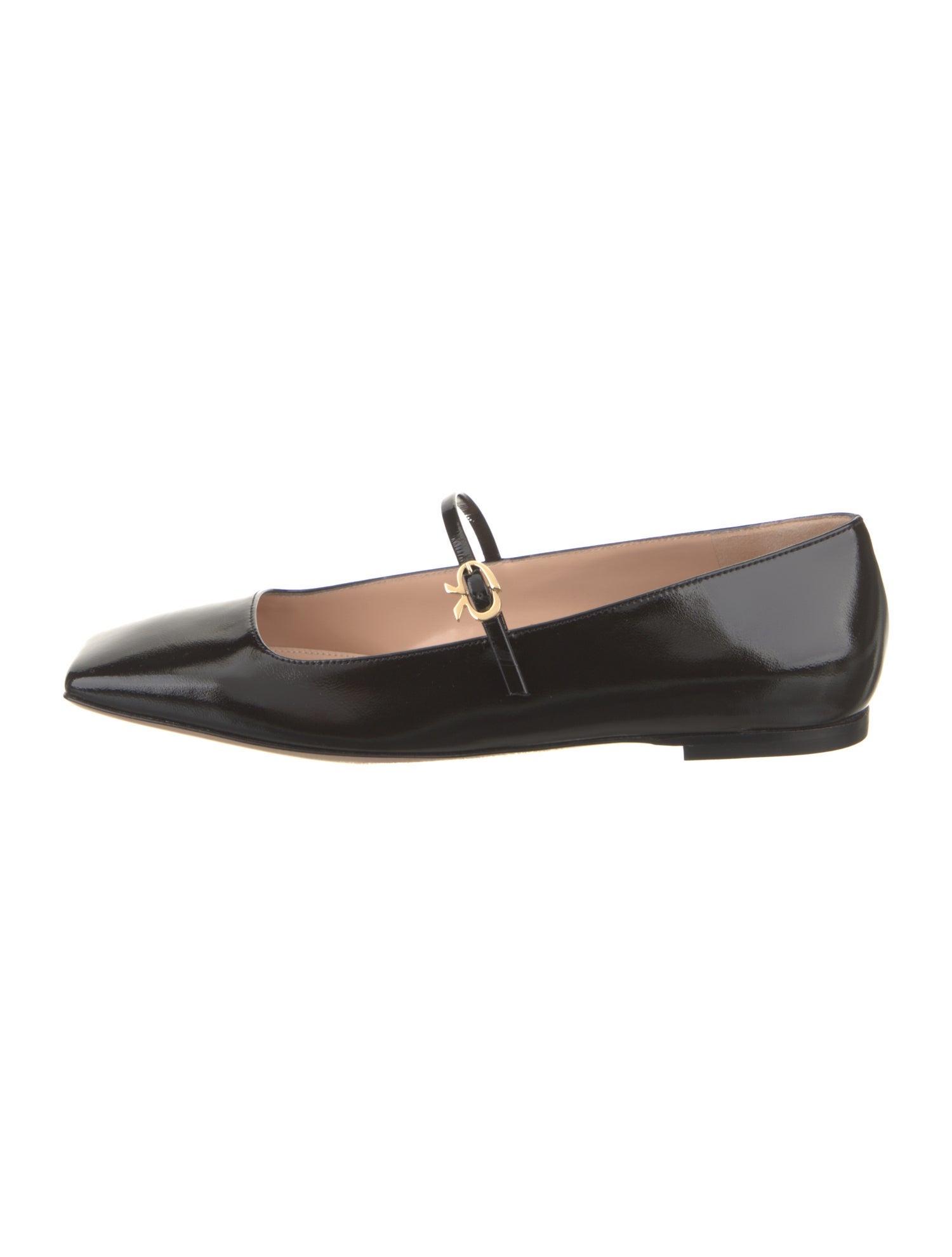 Gianvito Rossi Patent Leather Leather Trim Embellishment Mary Jane Flats