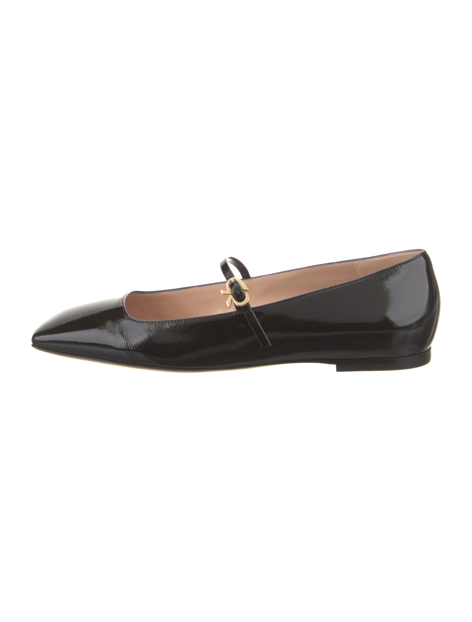 Gianvito Rossi Patent Leather Leather Trim Embellishment Mary Jane Flats