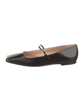 Gianvito Rossi Patent Leather Leather Trim Embellishment Mary Jane Flats
