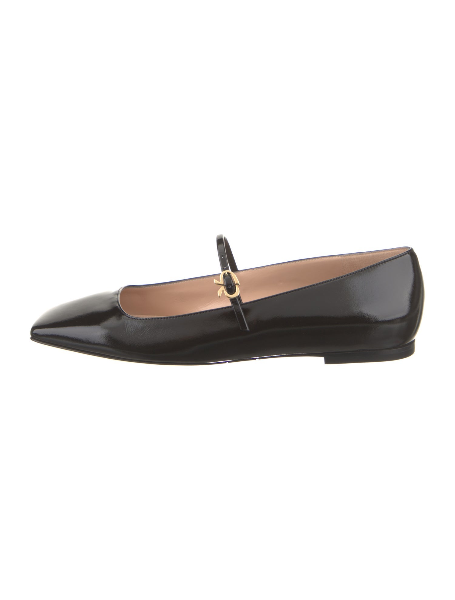Gianvito Rossi Patent Leather Leather Trim Embellishment Mary Jane Flats