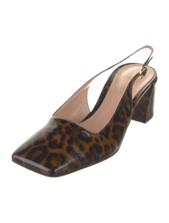 Gianvito Rossi Patent Leather Animal Print Slingback Pumps