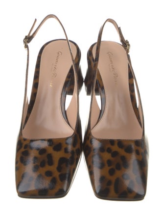 Gianvito Rossi Patent Leather Animal Print Slingback Pumps