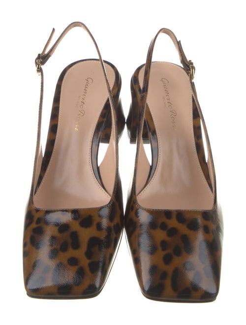 Gianvito Rossi Patent Leather Animal Print Slingback Pumps