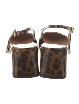 Gianvito Rossi Patent Leather Animal Print Slingback Pumps
