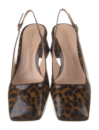 Gianvito Rossi Patent Leather Animal Print Slingback Pumps