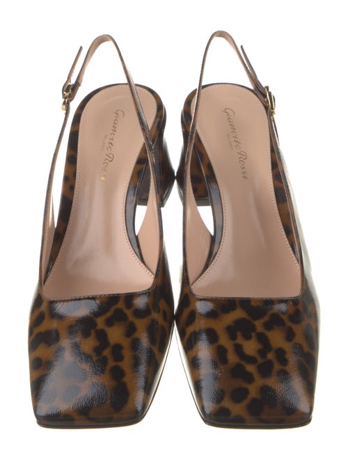 Gianvito Rossi Patent Leather Animal Print Slingback Pumps