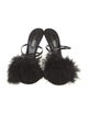 Gianvito Rossi Patent Leather Feather Trim Slides