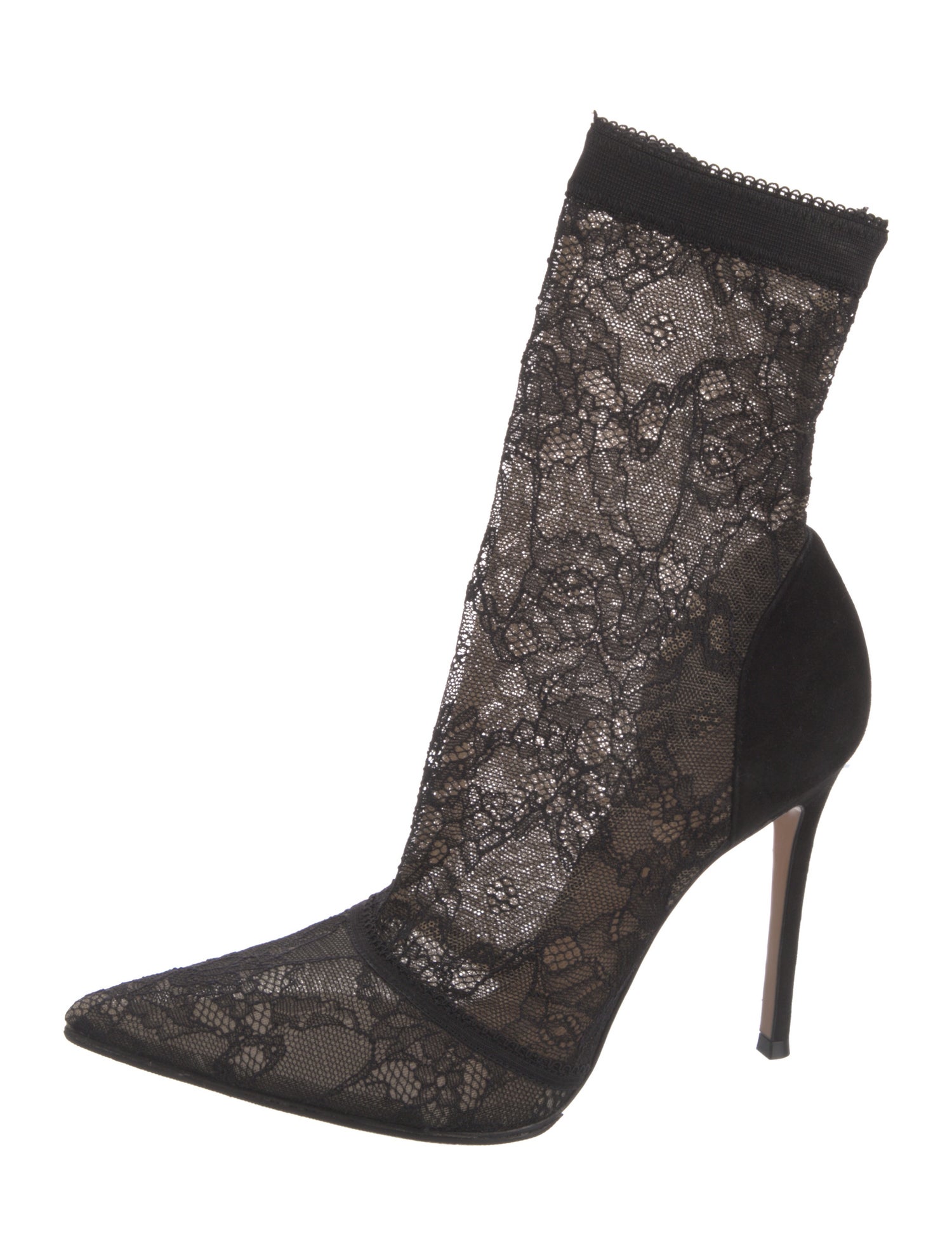 Gianvito Rossi Lace Floral Print Sock Boots
