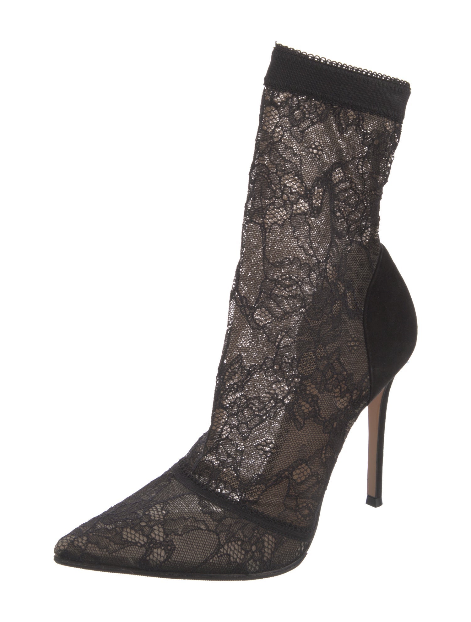 Gianvito Rossi Lace Floral Print Sock Boots