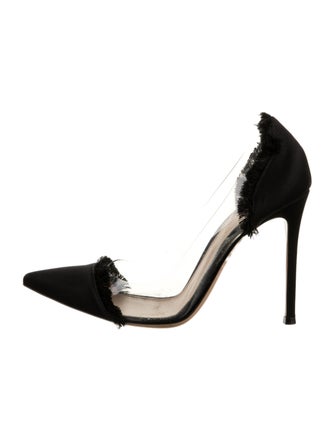 Gianvito Rossi Satin Fringe Trim Accent Pumps