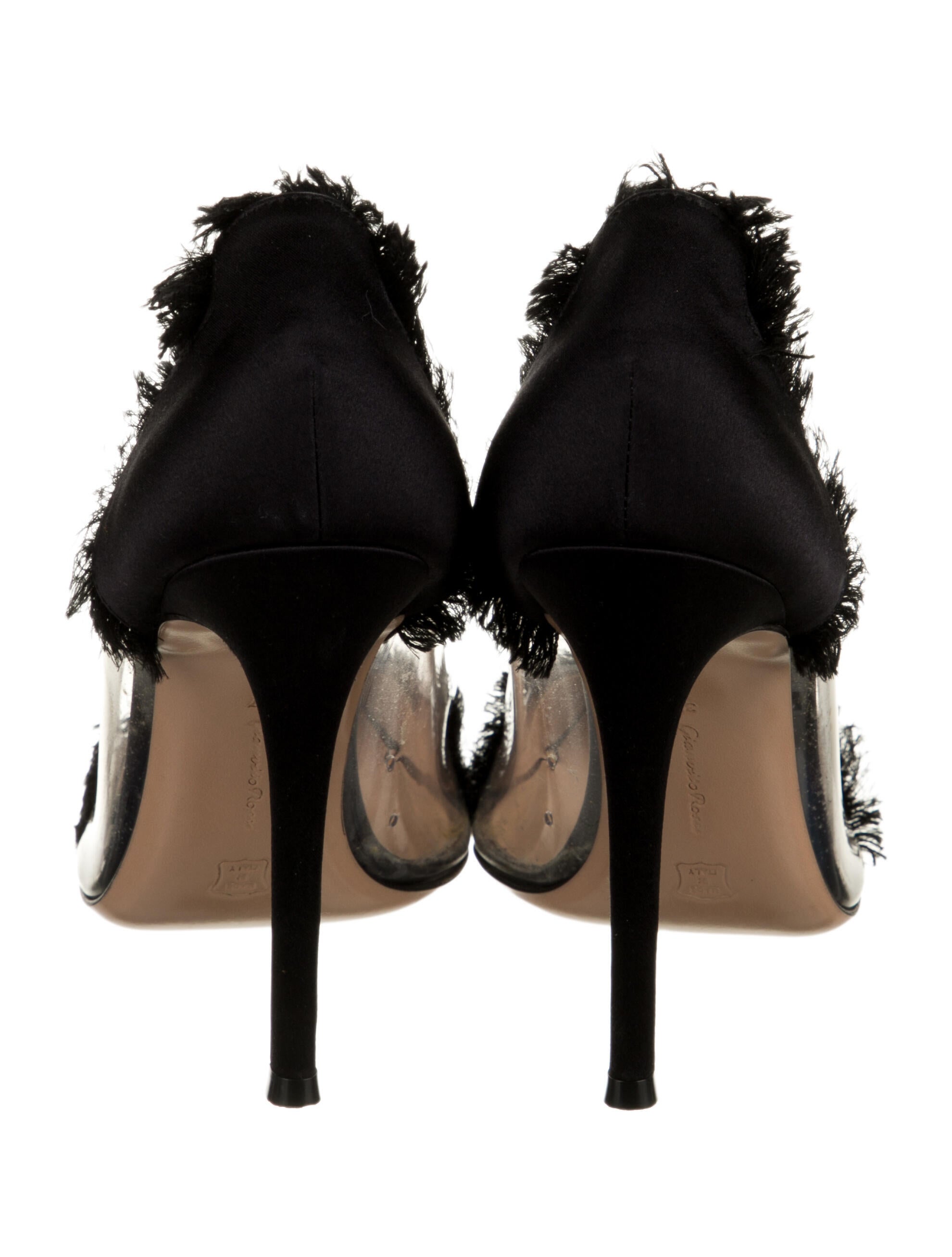 Gianvito Rossi Satin Fringe Trim Accent Pumps