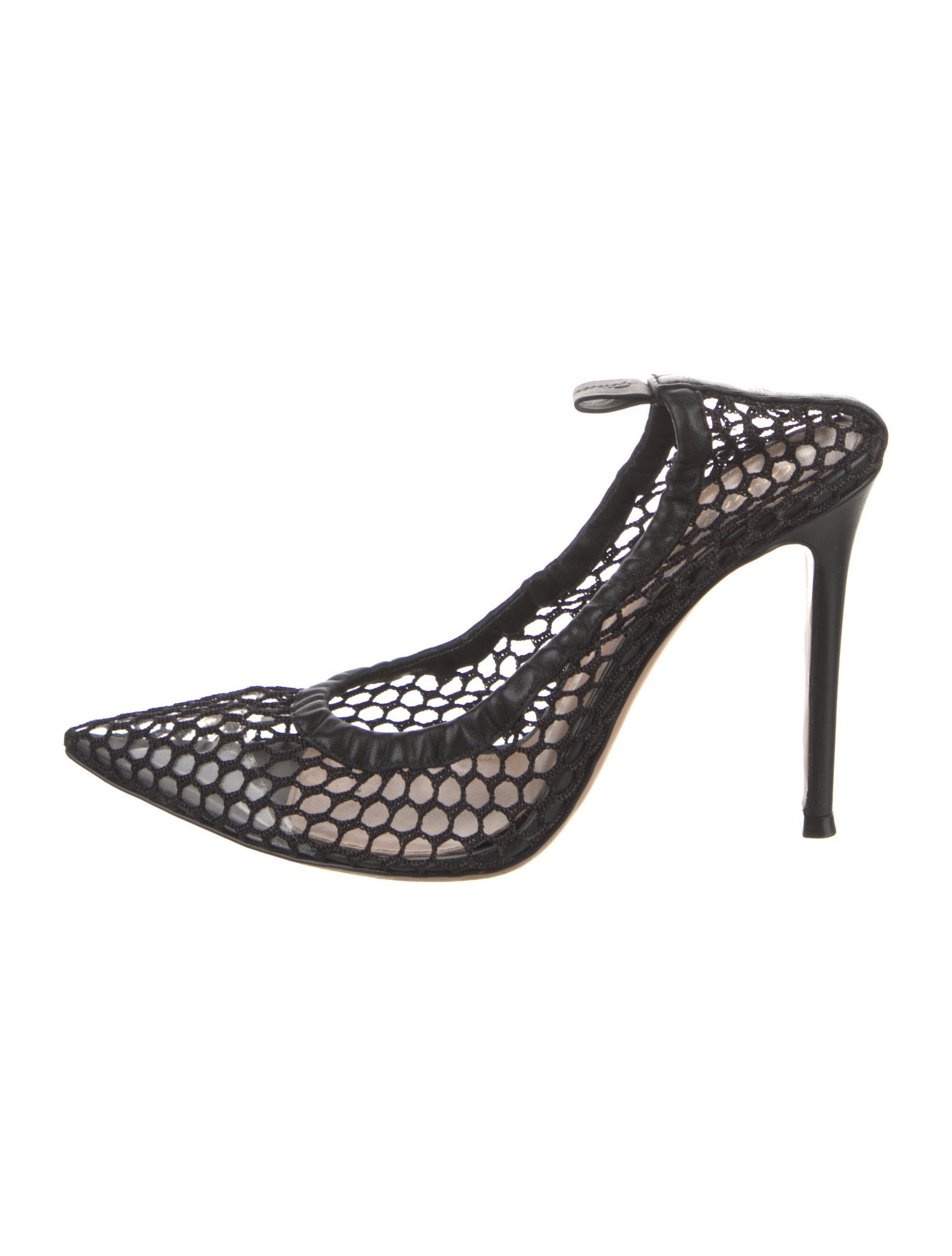 Gianvito Rossi Mesh Leather Trim Embellishment Mules