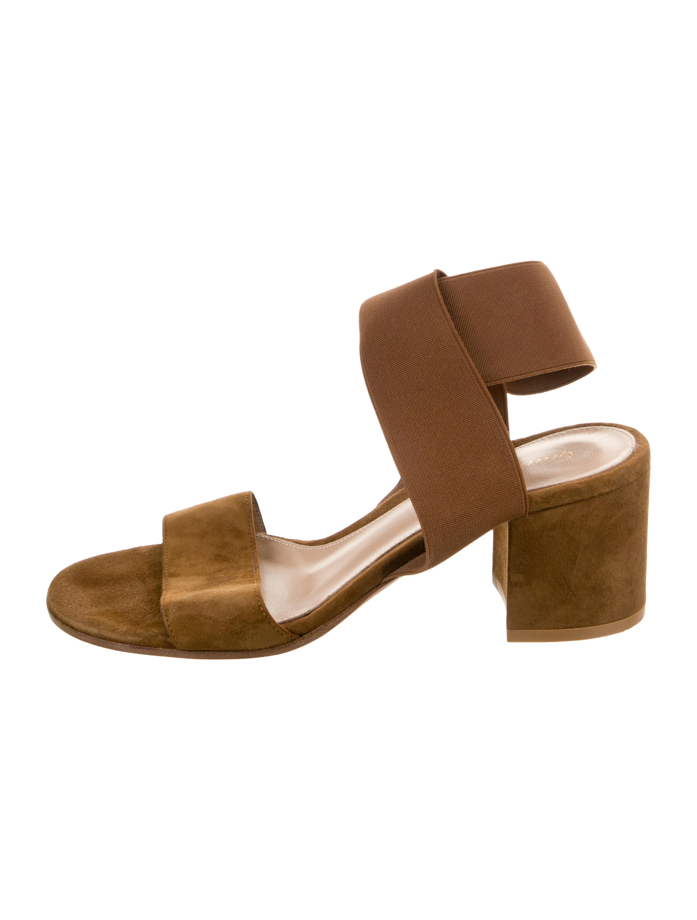 Gianvito Rossi Suede Leather Trim Embellishment Slingback Sandals