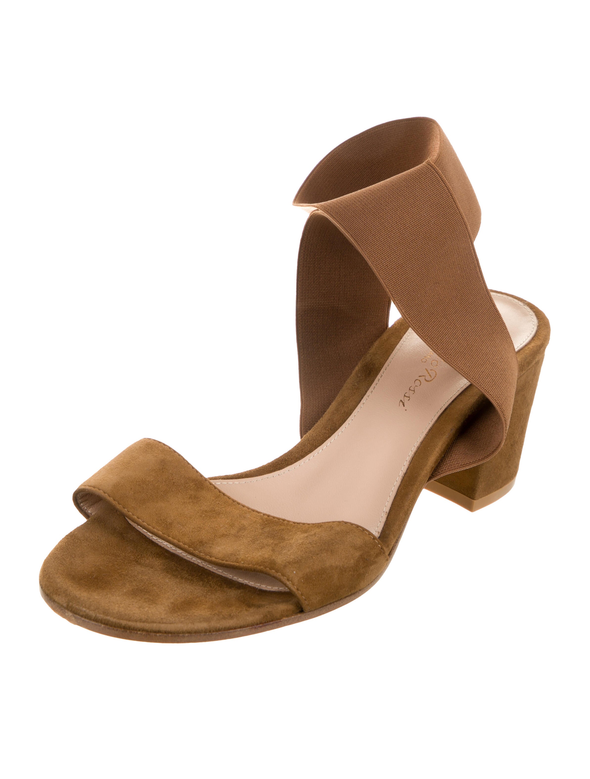 Gianvito Rossi Suede Leather Trim Embellishment Slingback Sandals