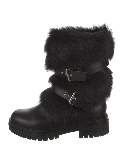 Gianvito Rossi Leather Fur Trim Moto Boots