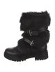 Gianvito Rossi Leather Fur Trim Moto Boots