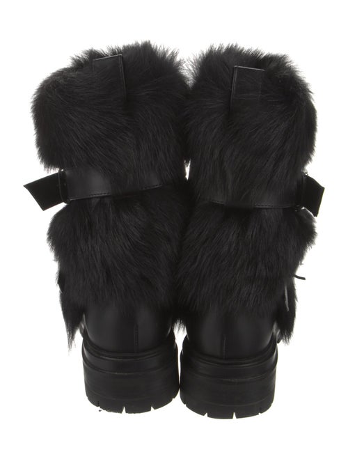 Gianvito Rossi Leather Fur Trim Moto Boots