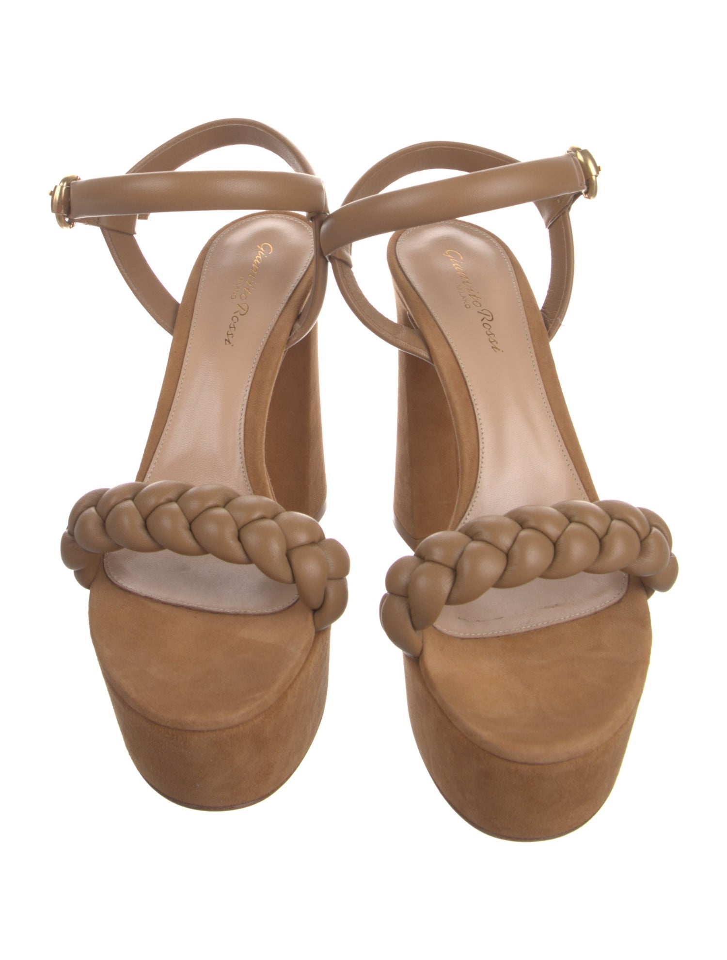 Gianvito Rossi Suede Braided Accents Sandals