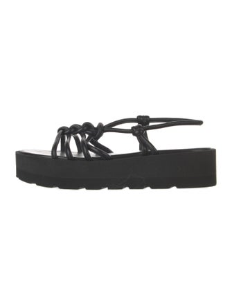 Gianvito Rossi Leather Braided Accents Slingback Sandals