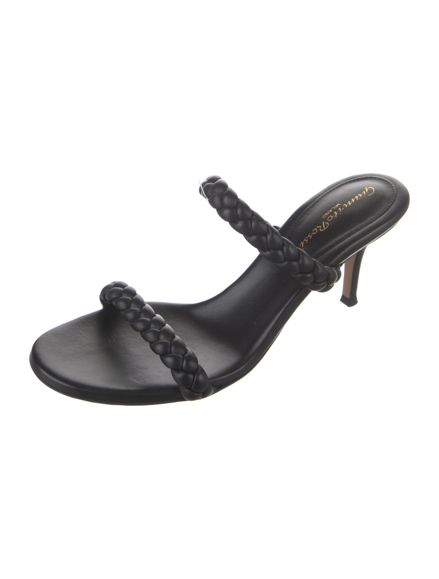 Gianvito Rossi Leather Braided Accents Slides