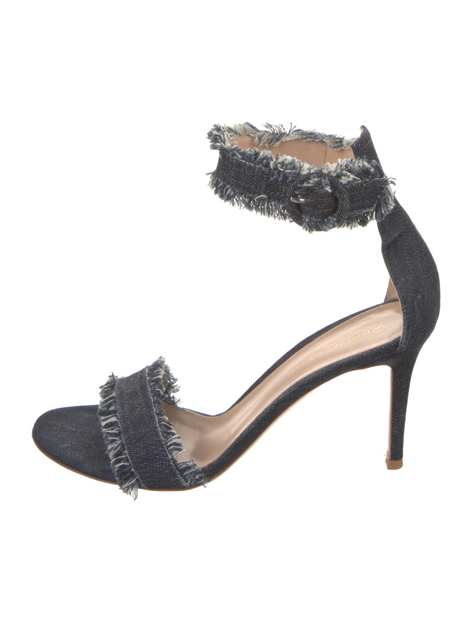 Gianvito Rossi Denim Raw-Edge Trim Sandals
