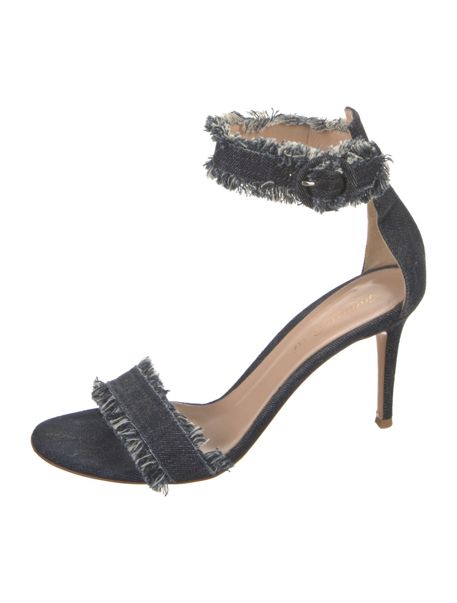 Gianvito Rossi Denim Raw-Edge Trim Sandals