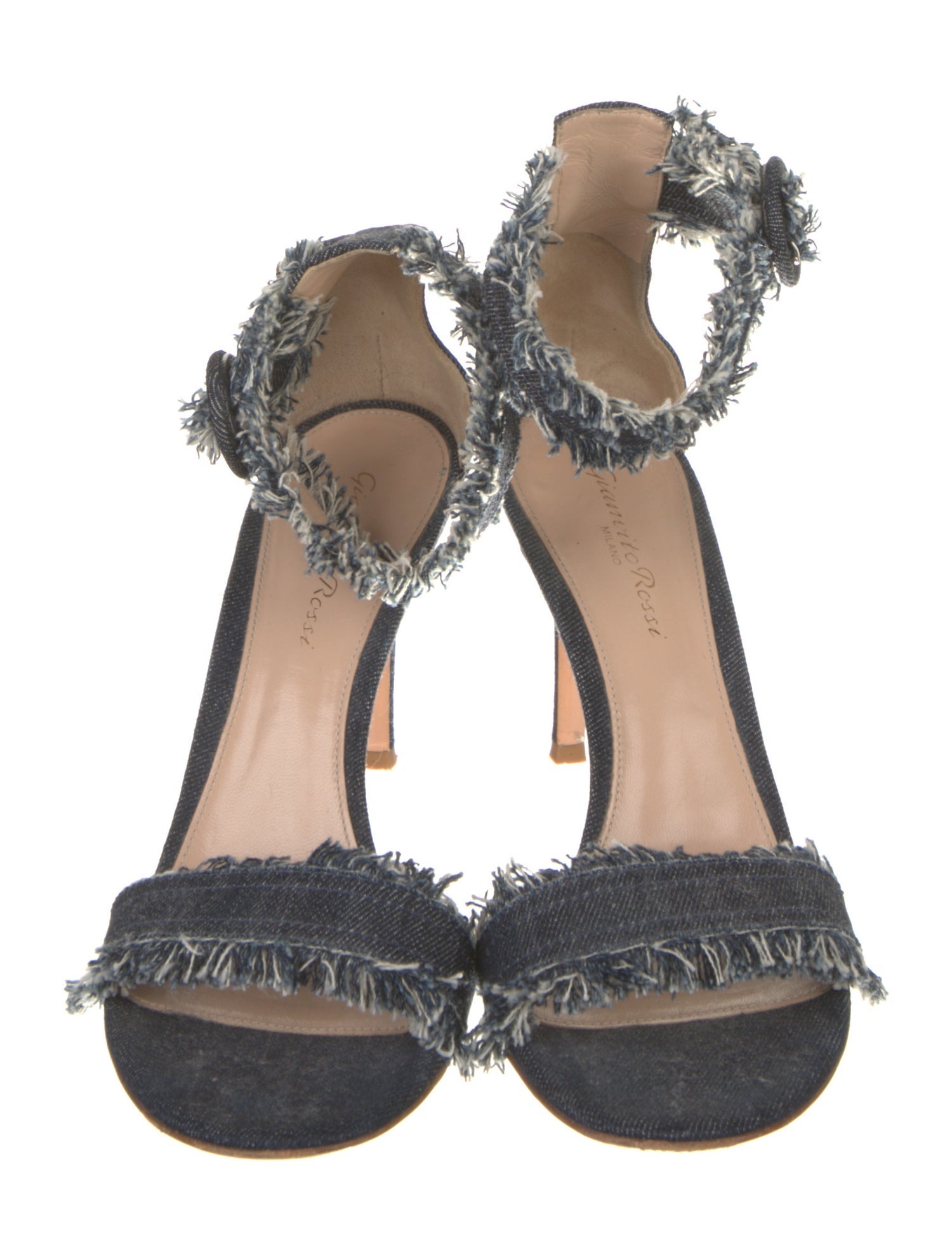 Gianvito Rossi Denim Raw-Edge Trim Sandals