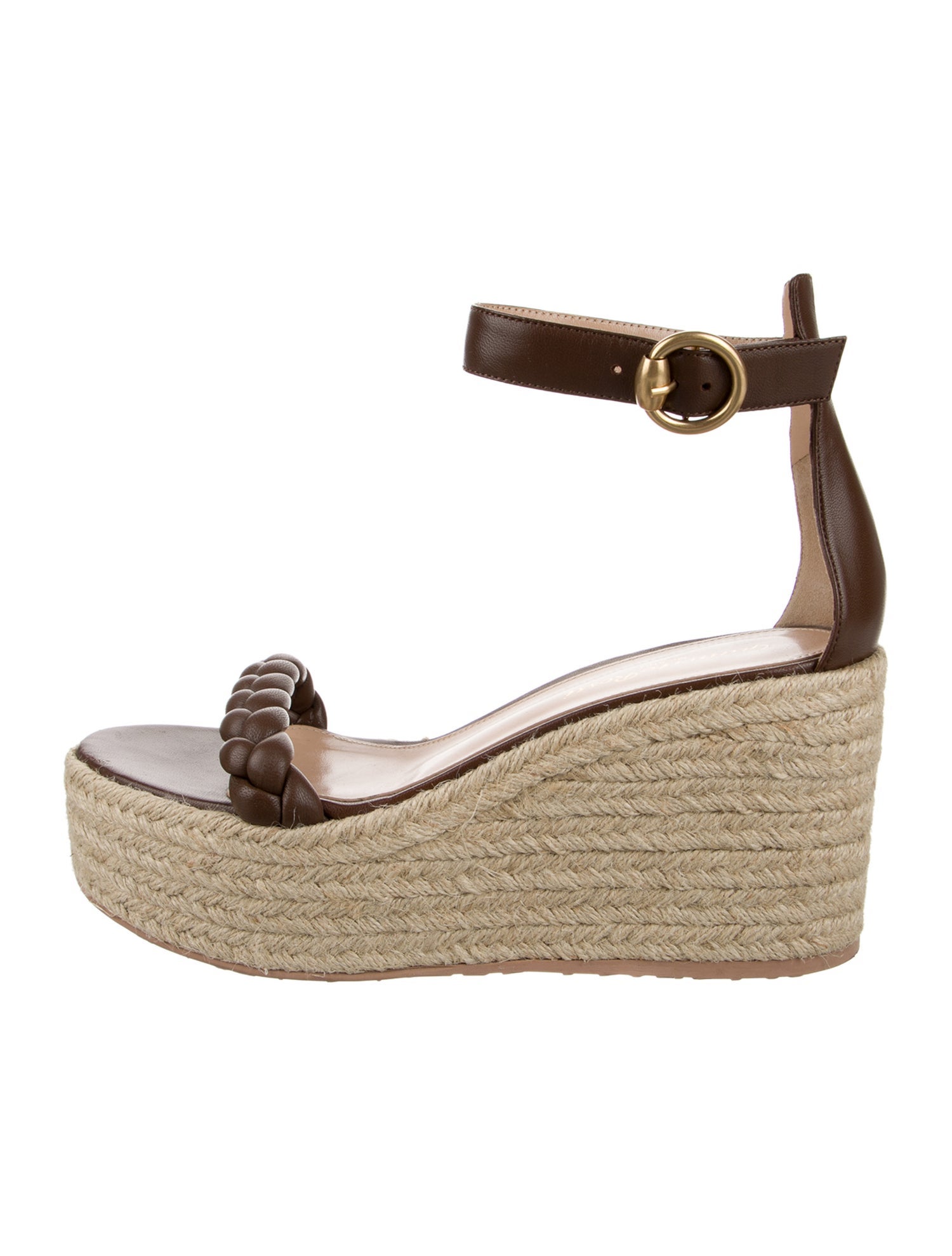 Gianvito Rossi Leather Braided Accents Espadrilles