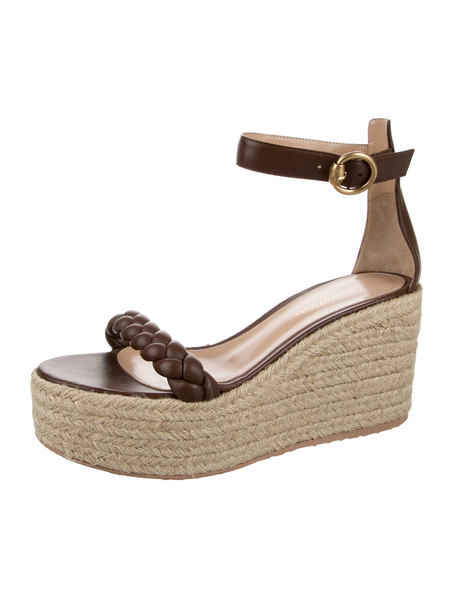 Gianvito Rossi Leather Braided Accents Espadrilles