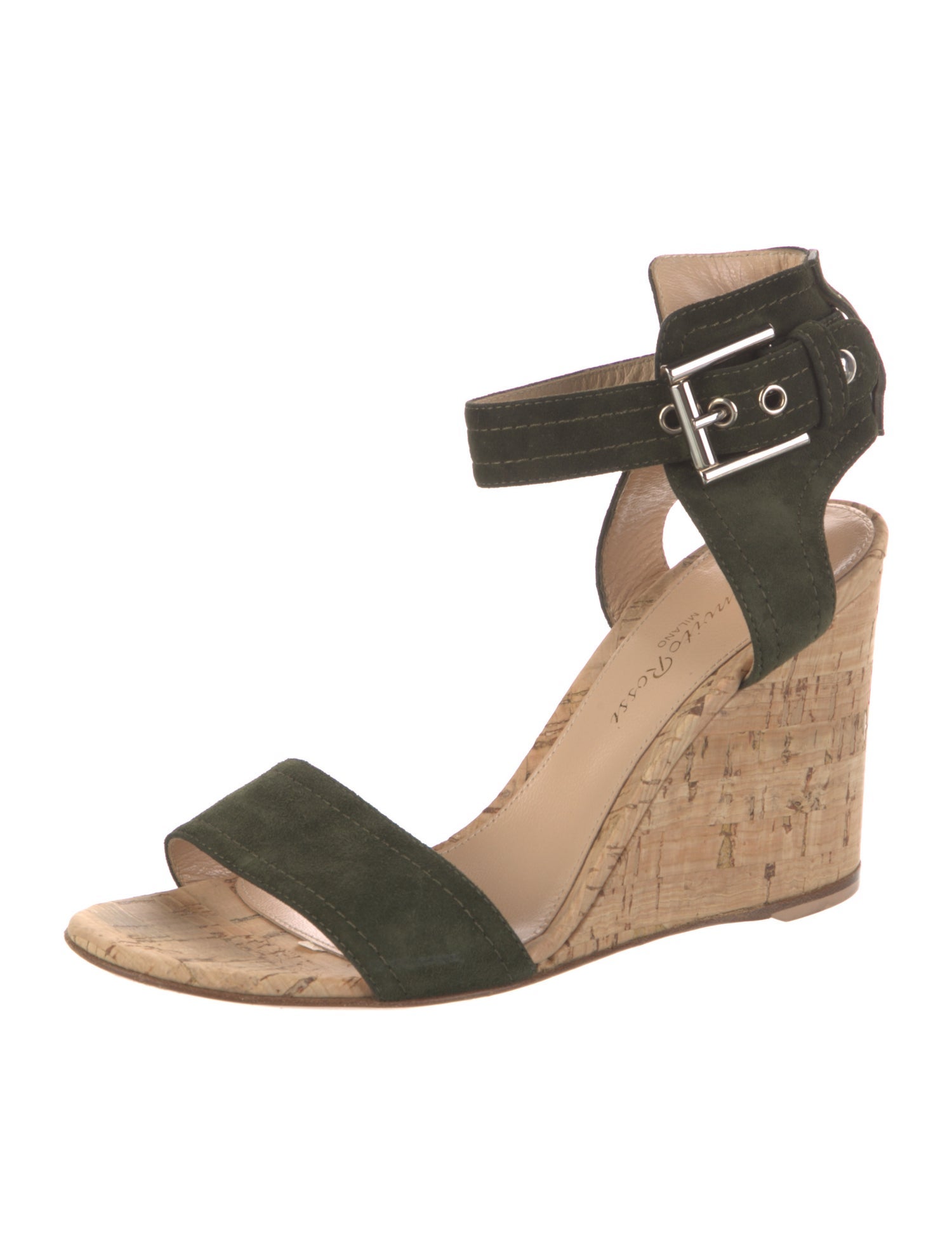 Gianvito Rossi Suede Leather Trim Embellishment Sandals