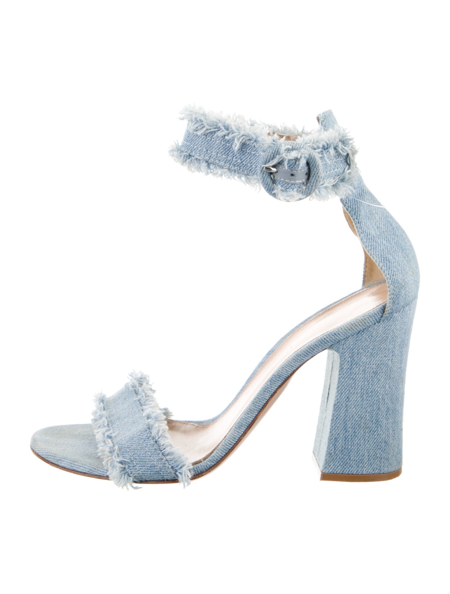 Gianvito Rossi Denim Raw-Edge Trim Sandals