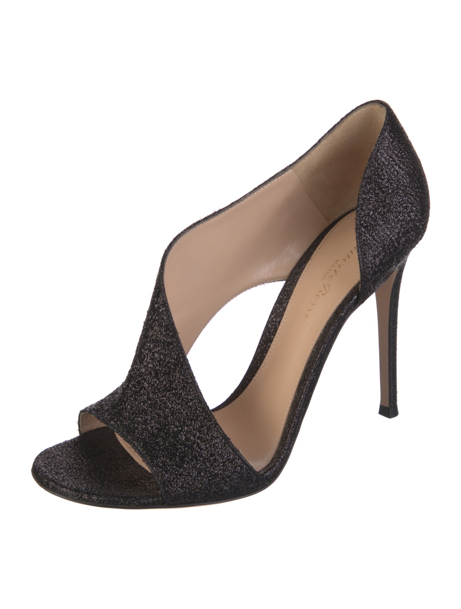 Gianvito Rossi Leather Glitter Accents Sandals