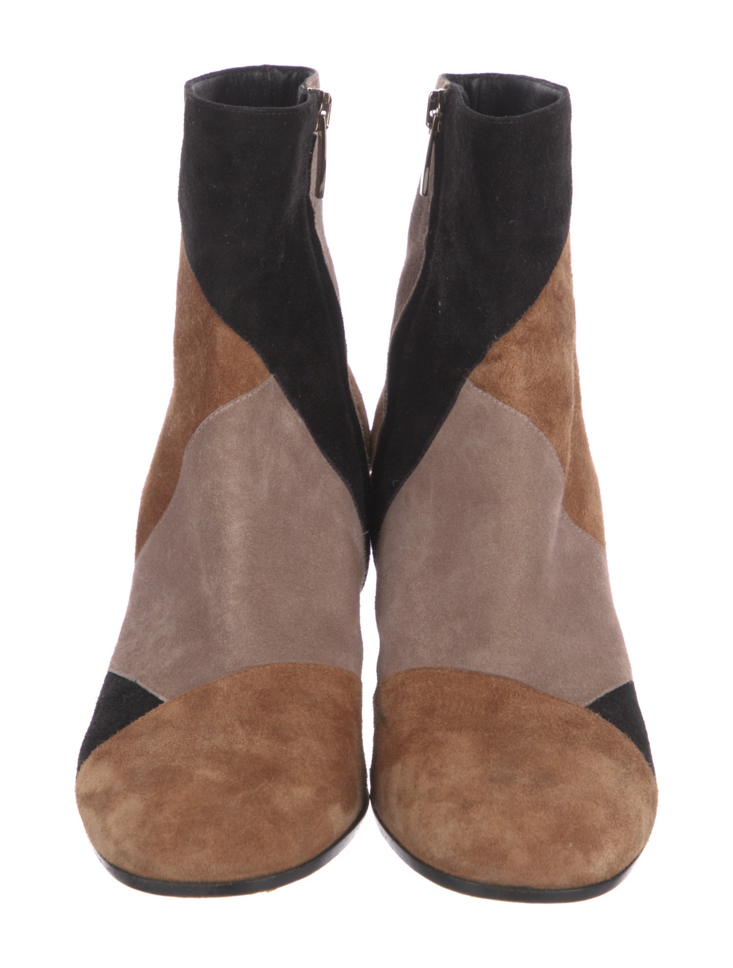 Gianvito Rossi Suede Colorblock Pattern Boots