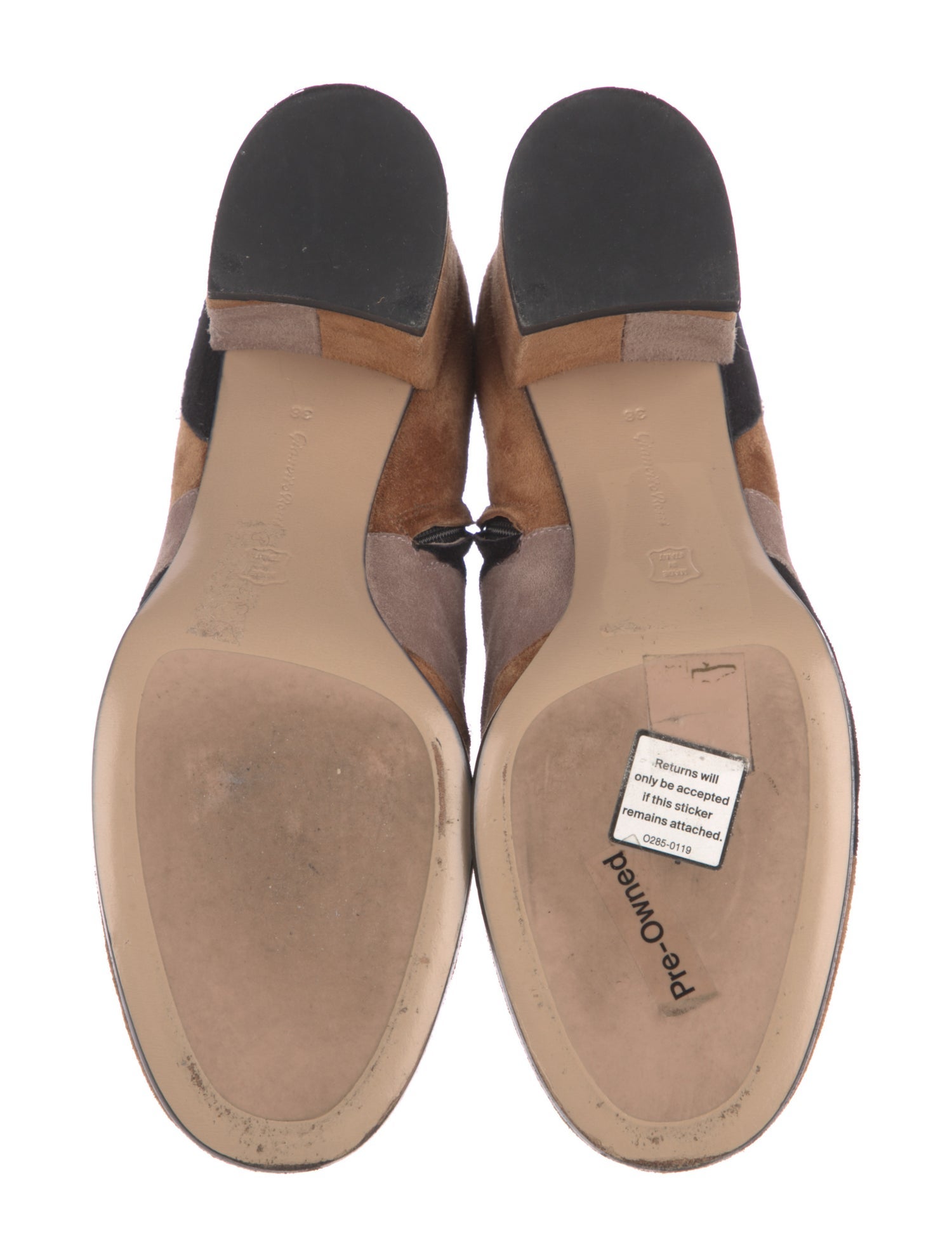 Gianvito Rossi Suede Colorblock Pattern Boots