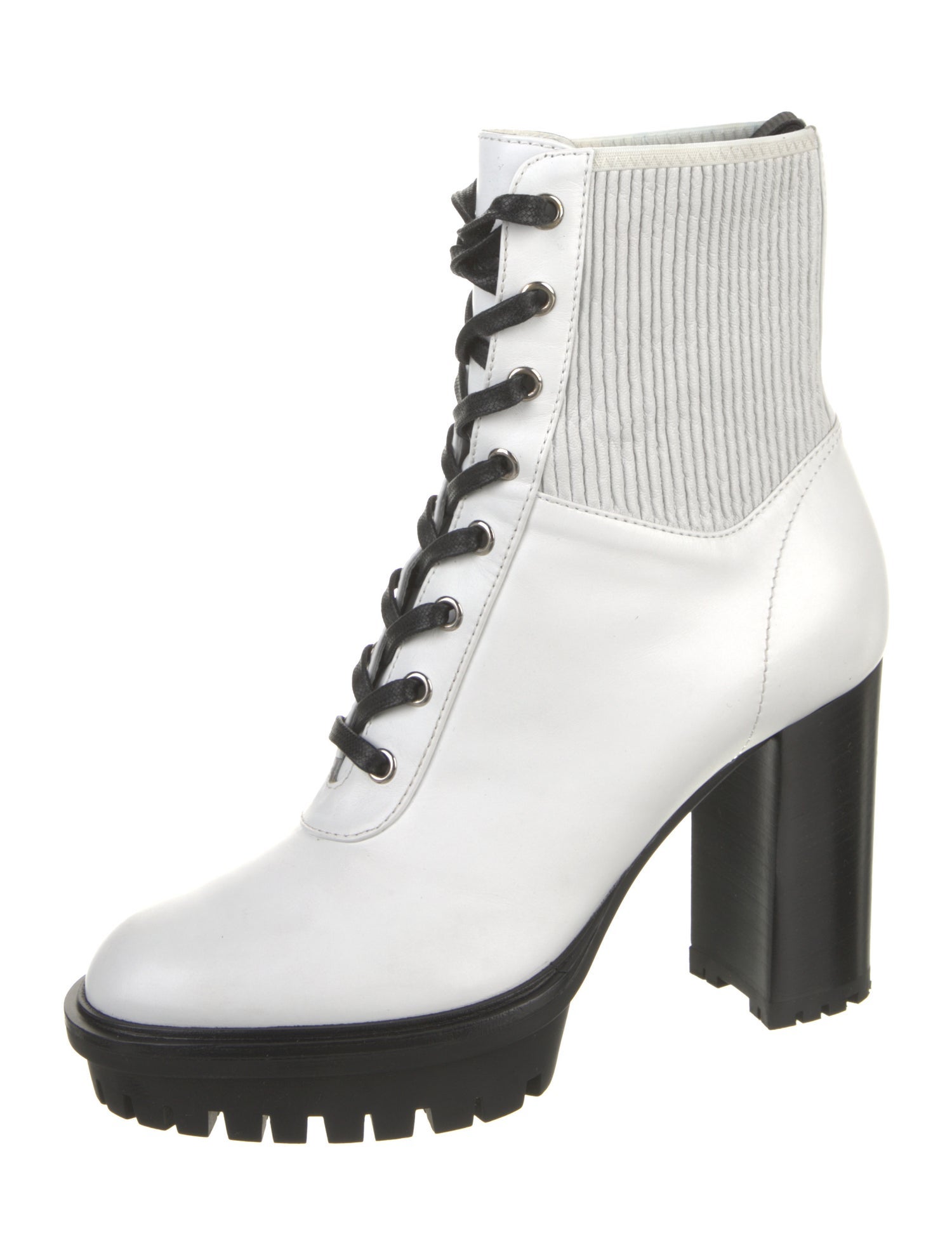 Gianvito Rossi Quilted Pattern Leather Combat Boots