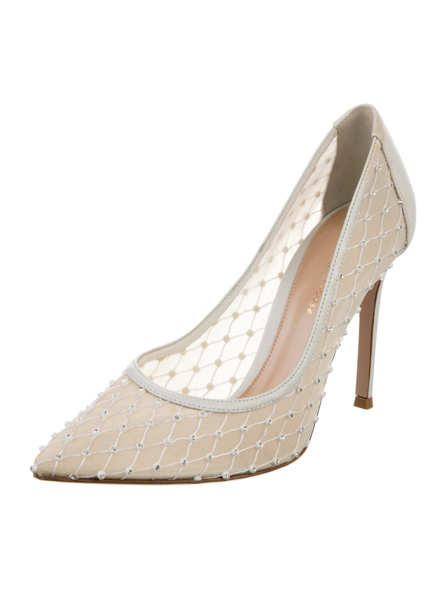 Gianvito Rossi Mesh Crystal Embellishments Pumps