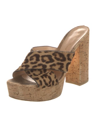 Gianvito Rossi Ponyhair Animal Print Slides