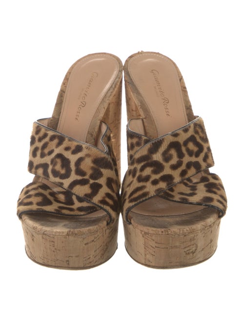 Gianvito Rossi Ponyhair Animal Print Slides