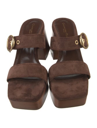 Gianvito Rossi Suede Leather Trim Embellishment Slides