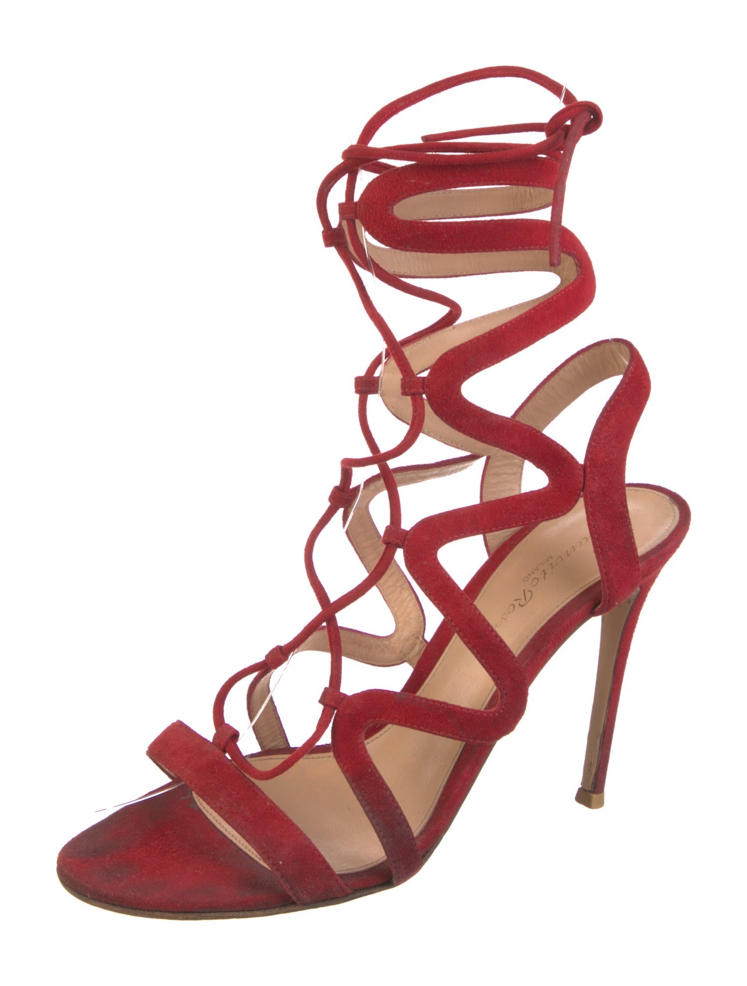 Gianvito Rossi Suede Lasercut Accents Gladiator Sandals