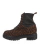 Gianvito Rossi Suede Animal Print Combat Boots