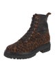 Gianvito Rossi Suede Animal Print Combat Boots