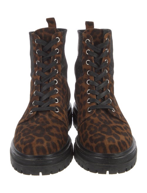 Gianvito Rossi Suede Animal Print Combat Boots