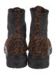 Gianvito Rossi Suede Animal Print Combat Boots