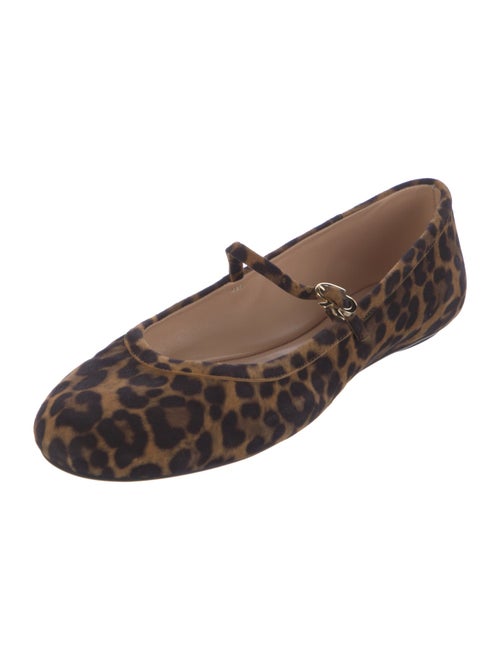 Gianvito Rossi Suede Animal Print Mary Jane Flats