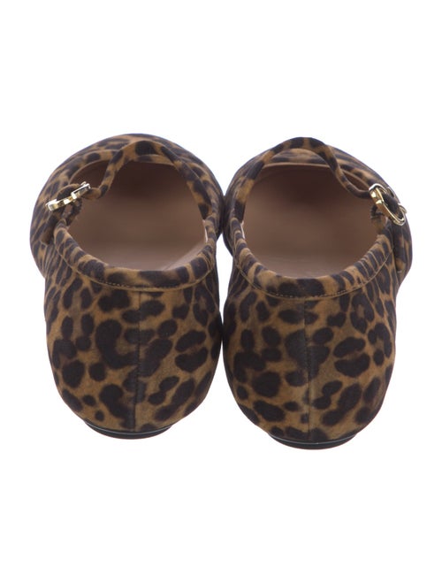Gianvito Rossi Suede Animal Print Mary Jane Flats